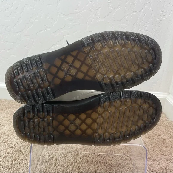 NEW Dr. Martens Docs Zavala White Coated Leather Lace-Up Combat Ankle Boots - Picture 9 of 16